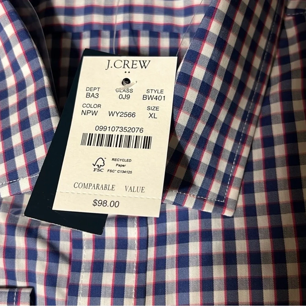 NWT J Crew LS Slim Performance Dress Shirt